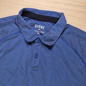 Rhone Mens Blue Polo Shirt Short Sleeve‎ Casual Golf Athletic L Large